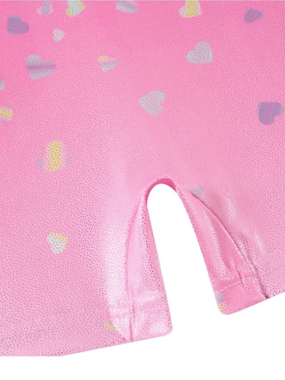 Girls Gymnastics Biketard Leotard Pink Heart Confetti Size 130 (US 7–8)